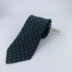 Eton Tie Mens One Size Green Patterned Silk Classic Fit Necktie Italy Made NWT